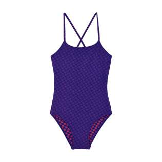 Niñas Autros Liso - Bañador de una sola pieza con estampado Micro Turtles para niña, Mar azul front Niñas Autros Liso - Bañador de una sola pieza con estampado Micro Turtles para niña, Mar azul front