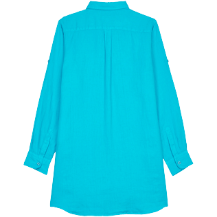 Mujer Autros Liso - Vestido camisero de lino de color liso para mujer, Curazao vista trasera