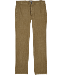 Pantaloni uomo in lino Natural Dye Scrub vista frontale