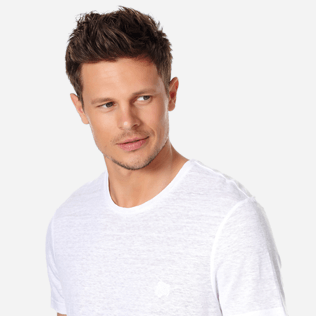 Men Others Solid - Men Linen Jersey T-Shirt Solid, White supp1 Men Others Solid - Men Linen Jersey T-Shirt Solid, White supp1