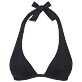 Mujer Halter Liso - Top de bikini que se anuda al cuello con estampado Ecailles de Tortues para mujer, Negro vista frontal