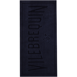 Others Solid - Beach Towel in terry cloth Solid Jacquard, Navy frontworn Others Solid - Beach Towel in terry cloth Solid Jacquard, Navy frontworn