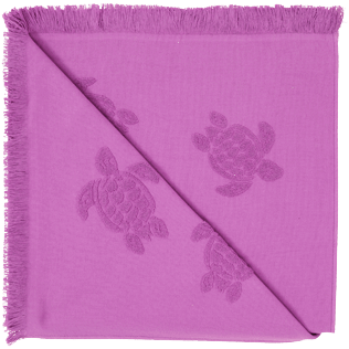 Others Solid - Beach Towel in Organic Cotton Turtles Jacquard, Dark dalhia back view
