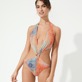 女款 Trikini 印制 - 女士 Plumes 三点式连体泳衣, Guava 正面穿戴视图