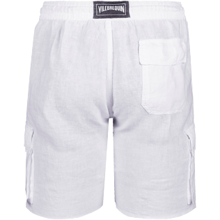 Hombre Autros Liso - Bermudas lisas de lino con bolsillos de fuelle, Blanco vista trasera