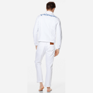 Hombre Autros Liso - Chaqueta de chándal vaquera blanca para hombre, Blanco backworn Hombre Autros Liso - Chaqueta de chándal vaquera blanca para hombre, Blanco backworn