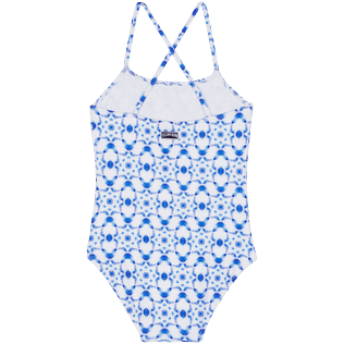 Mädchen Einteiler Bedruckt - Ikat Medusa Badeanzug für Mädchen, Weiss Rückansicht
