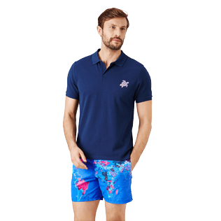 Herren Andere Uni - Solid Polohemd aus Baumwolle für Herren, Marineblau frontworn Herren Andere Uni - Solid Polohemd aus Baumwolle für Herren, Marineblau frontworn