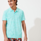 Men Others Solid - Men Terry Jacquard Polo Shirt Solid, Lagoon front worn view
