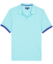 Herren Andere Uni - Solid Polohemd aus Baumwollpikee für Herren, Lazulii blue Vorderansicht