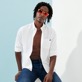 Hombre Autros Liso - Camisa en terciopelo de color liso para hombre, Blanco detalles vista 3