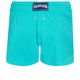 Bild von Herren Andere Uni - Kurze und figurbetonte Einfarbige Stretch-Bademode für Herren, Aquamarin blau Rückansicht Bild von Herren Andere Uni - Kurze und figurbetonte Einfarbige Stretch-Bademode für Herren, Aquamarin blau Rückansicht