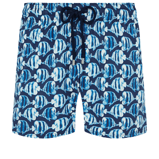 Uomo Classico stretch Stampato - Costume da bagno elasticizzato uomo Batik Fishes, Blu marine vista frontale