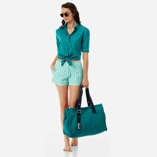 Mujer Autros Liso - Camisa de algodón de color liso con espalda descubierta para mujer, Pinos supp2 Mujer Autros Liso - Camisa de algodón de color liso con espalda descubierta para mujer, Pinos supp2