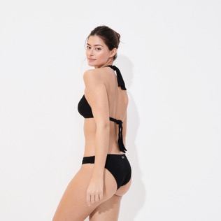 Mujer Braguitas Liso - Braguita de bikini de talle medio con estampado Plumes Jacquard para mujer, Negro detalles vista 1