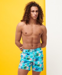 Men Classic Printed - Men Swimwear Turtles Jungle, Lazulii blue front worn view