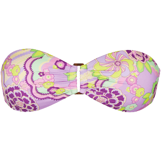 Mujer Bandeau Estampado - Top de bikini de corte bandeau con estampado Rainbow Flowers para mujer, Cyclamen vista frontal