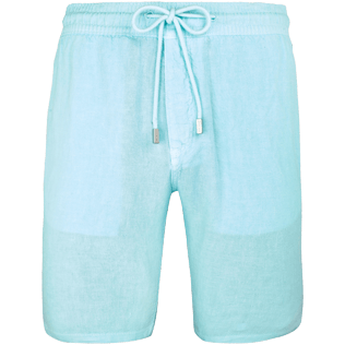 Men Others Solid - Men Italian Pockets Linen Bermuda Shorts Solid, Lagoon front Men Others Solid - Men Italian Pockets Linen Bermuda Shorts Solid, Lagoon front