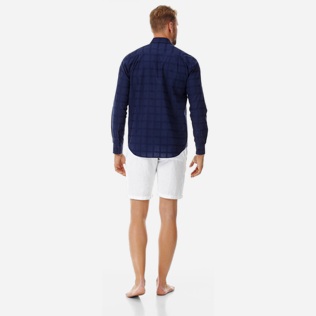 Altri Grafico - Camicia unisex in cotone Carreaux, Blu marine backworn Altri Grafico - Camicia unisex in cotone Carreaux, Blu marine backworn