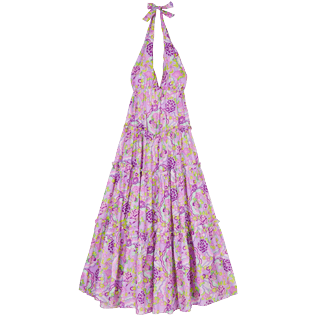 Women Others Printed - Women Long Cotton Dress Rainbow Flowers, Cyclamen front view