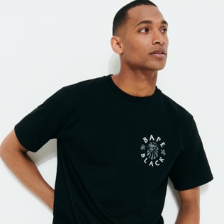 Herren Andere Bedruckt - Vilebrequin x BAPE® BLACK T-Shirt mit Logo-Print für Herren, Schwarz Details Ansicht 4