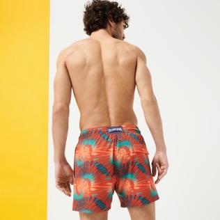 Men Others Printed - Men Stretch Swim Trunks Nautilius Tie & Dye, Poppy red back worn view