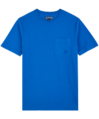 Hombre Autros Liso - Camiseta de algodón orgánico de color liso para hombre, Mar azul vista frontal