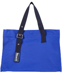 Andere Uni - Große Einfarbige Strandtasche aus Baumwolle, Purple blue Vorderansicht
