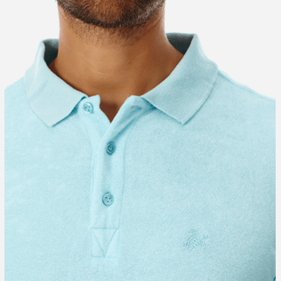 Men Others Solid - Men Terry Cloth Polo Shirt Solid, Aquamarine supp1 Men Others Solid - Men Terry Cloth Polo Shirt Solid, Aquamarine supp1