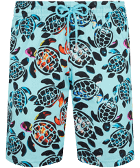 Men Others Printed - Men Stretch Long Swimwear Screen Turtles, Lagoon front view
