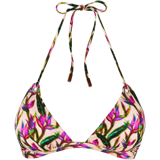 Women Tops Printed - Women Triangle Bikini Top Mini Paradise 3D, Nude front Women Tops Printed - Women Triangle Bikini Top Mini Paradise 3D, Nude front