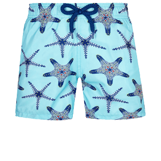Boys Others Printed - Boys Ultra-light and packable Swim Trunks Starfish Dance, Lazulii blue front view