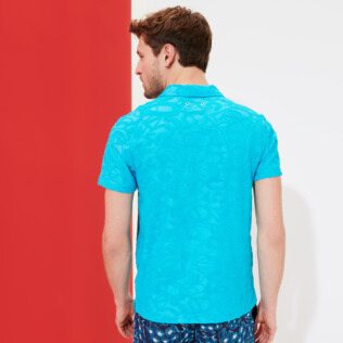 Men Others Solid - Men Terry Jacquard Polo Shirt Solid, Azure backworn Men Others Solid - Men Terry Jacquard Polo Shirt Solid, Azure backworn