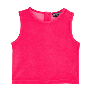 Niñas Autros Liso - Top sin mangas en tejido terry liso para niña, Shocking pink front Niñas Autros Liso - Top sin mangas en tejido terry liso para niña, Shocking pink front