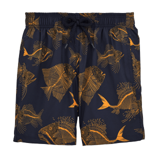 Niños Corte Clásico Estampado - Bañador Ligero plegable con estampado Prehistoric Fish, Azul marino front Niños Corte Clásico Estampado - Bañador Ligero plegable con estampado Prehistoric Fish, Azul marino front