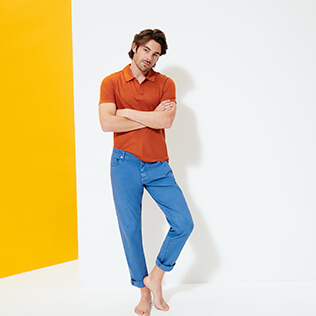 Herren Andere Uni - Herrenhose aus Baumwoll-Leinen im 5-Taschen-Design, Ozean supp4 Herren Andere Uni - Herrenhose aus Baumwoll-Leinen im 5-Taschen-Design, Ozean supp4