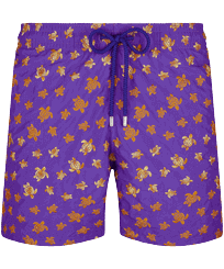 Hombre Autros Bordado - Men Embroidered Swimwear Micro Ronde Des Tortues - Limited Edition, Purple blue vista frontal