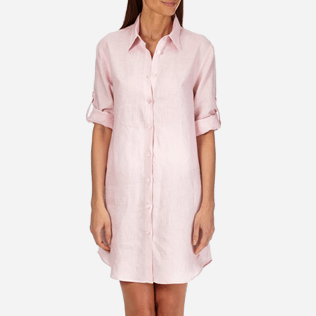 Damen Andere Uni - Langes Leinenhemd, Peony supp3 Damen Andere Uni - Langes Leinenhemd, Peony supp3