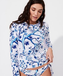 Femme AUTRES Imprimé - T-shirt anti UV femme manches longues Cherry Blossom, Bleu de mer vue portée de face