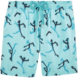 Men Classic / Moorea Embroidered - Danse du Feu All Over Embroidered Swim shorts, Lagoon front Men Classic / Moorea Embroidered - Danse du Feu All Over Embroidered Swim shorts, Lagoon front