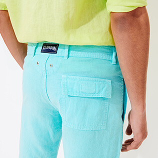 Men Others Solid - Men straight Linen Bermuda Shorts Solid, Lazulii blue supp1 Men Others Solid - Men straight Linen Bermuda Shorts Solid, Lazulii blue supp1