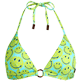 Top de bikini anudado al cuello con estampado Turtles Smiley para mujer - Vilebrequin x Smiley® Lazulii blue vista frontal