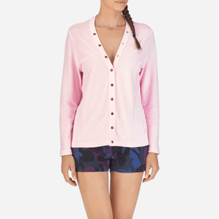 Women 009 Solid - Women Terry Cloth Cardigan Sweaters Solid, Peony supp1 Women 009 Solid - Women Terry Cloth Cardigan Sweaters Solid, Peony supp1