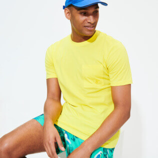 Imagen de Hombre Autros Liso - Camiseta de algodón orgánico de color liso para hombre, Limon detalles vista 4 Imagen de Hombre Autros Liso - Camiseta de algodón orgánico de color liso para hombre, Limon detalles vista 4