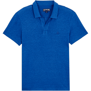 男款 Others Solid - 男士纯色亚麻运动 Polo 衫, Royal blue front 男款 Others Solid - 男士纯色亚麻运动 Polo 衫, Royal blue front