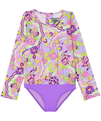 女童 Fitted 印制 - 女童 Rainbow Flowers 防晒衣, Cyclamen 正面图