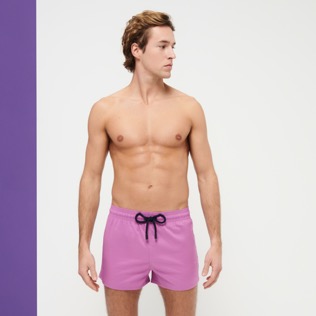 Men Others Solid - Men Swimwear Short and Fitted Stretch Solid, Pink dahlia front worn view