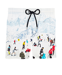 Homme CLASSIQUE Imprimé - Maillot de bain homme Ski - Vilebrequin x Massimo Vitali, Bleu ciel vue de face