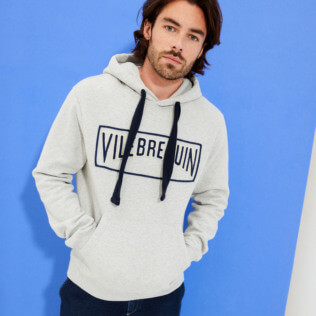 Hombre Autros Liso - Sudadera con capucha de algodón para hombre, Lihght gray heather frontworn Hombre Autros Liso - Sudadera con capucha de algodón para hombre, Lihght gray heather frontworn
