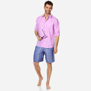 Uomo Altri Unita - Camicia uomo in lino tinta unita, Cyclamen supp2 Uomo Altri Unita - Camicia uomo in lino tinta unita, Cyclamen supp2